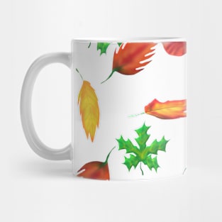 Loose Fall Leaves (White Background) Mug